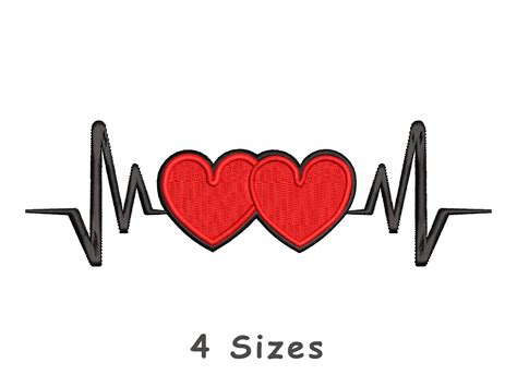 Heartbeat Machine Embroidery Design Sizes Heart Embroidery Etsy