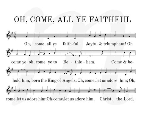 Sheet Music Art Oh Come All Ye Faithful Hymnal Style Instant Download