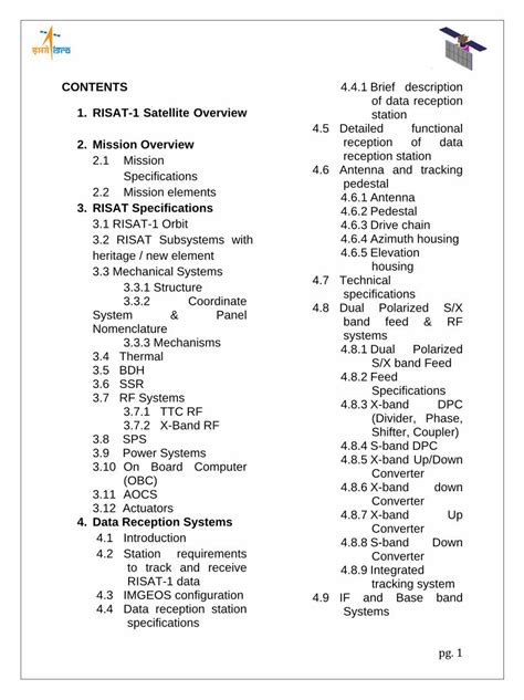 PDF CONTENTS 1 RISAT 1 Satellite Overview Station 3 RISAT 1