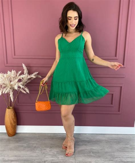 Vestido Curto Sem Bojo Pipoquinha Verde Fernanda Ramos Store