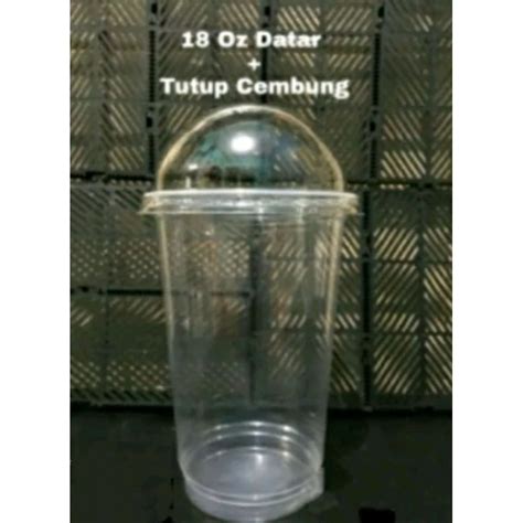 Jual GELAS PLASTIK CUP PP 18 OZ DATAR 8 GRAM TUTUP CEMBUNG 2 GRAM