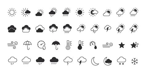 Weather Icon Set Weather Forecast Icons In Flat Style Vector Illustration 17181988 Vector Art