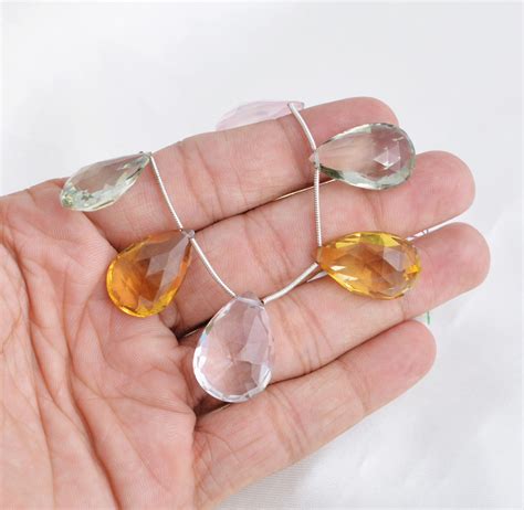 Multiple Mixed Gems Faceted Almonds Natural Gemstone Etsy Uk