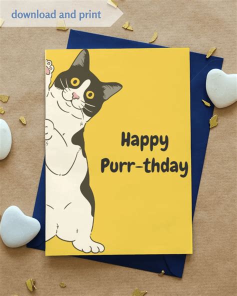 Birthday Card Funny Cat Birthday Card Printable Birthday Card Printable Cat Themed Birthday