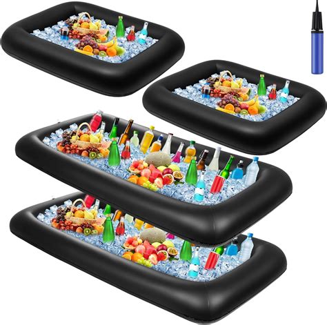 Jxzdle 3 Pack Inflatable Ice Serving Bar Pool Party Buffet