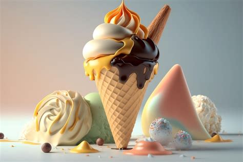 Premium AI Image Delicious Ice Cream Cone With Chocolate And Sweet