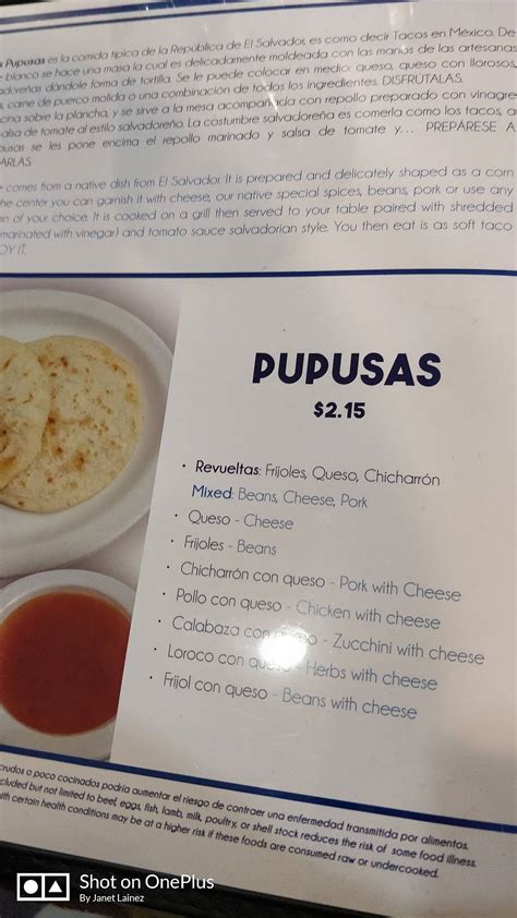 Menu at Las Pupusas Restaurant, Las Vegas, W Cheyenne Ave