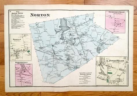 Antique 1871 Norton Massachusetts Map From Fw Beers Atlas Etsy