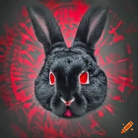 Portrait Of Black Rabbit With Fiery Red Eyes On Craiyon