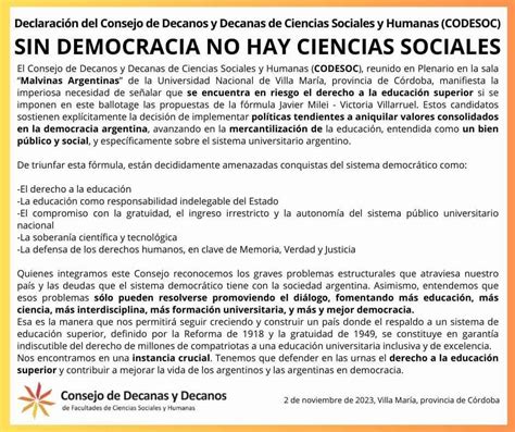 El Consejo De Decanos De Ciencias Sociales Advierte Que El Derecho A