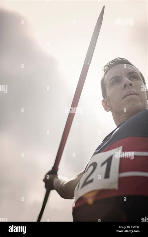 Track And Field Athlete Holding Javelin Stock Photo Alamy