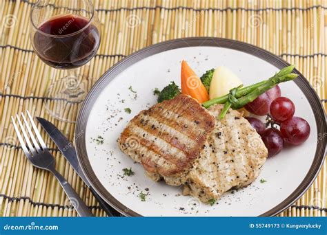 Steak And Wine Stock Image Image Of Lunch Cooked Grilled 55749173