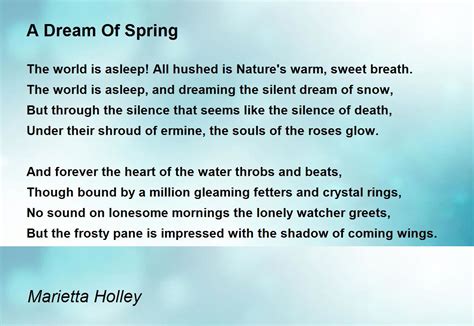 A Dream Of Spring - A Dream Of Spring Poem by Marietta Holley