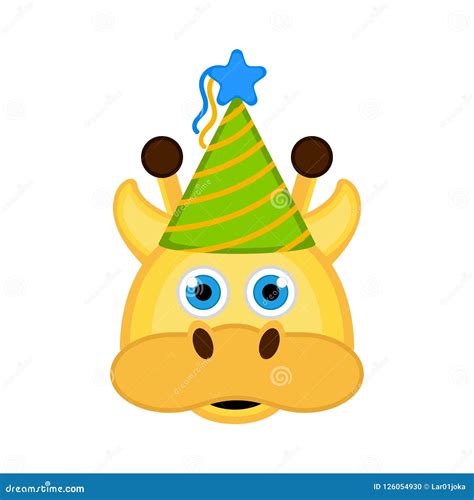 Cute Giraffe With A Party Hat Avatar Stock Vector Illustration Of