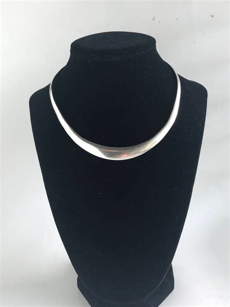 Vtg Taxco Mexico Polished Sterling Silver Torque Collar Choker Necklace