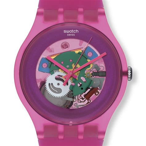 Swatch Watches New Gent Swatch Pink Lacquered Watch Suop100