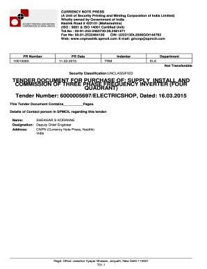 Fillable Online Tender Document For Purchase Fax Email Print Pdffiller