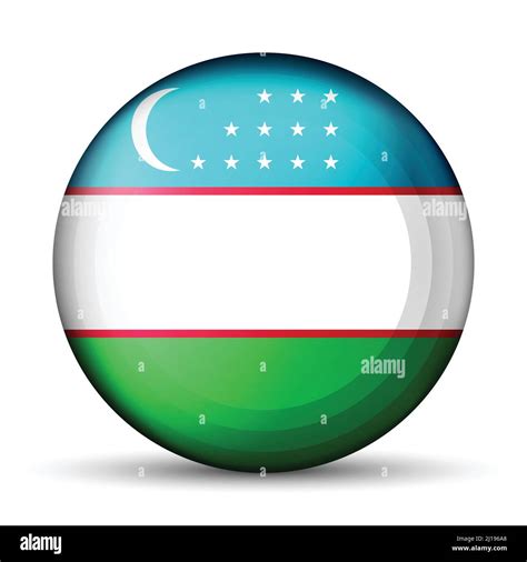 Round Icon With Flag Of Uzbekistan Glass Light Ball Sticker Sphere