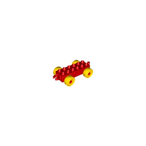 Lego Red Duplo Car Chassis X With Yellow Wheels Modern Open Hitch