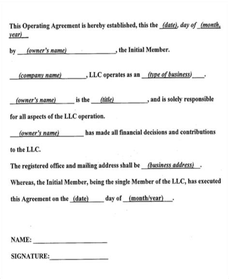 Operating Agreement Llc Oklahoma Template PDF Template