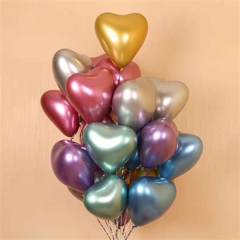 12pcs Metallic Latex Balloons Heart Shape Metallic Balloons Etsy