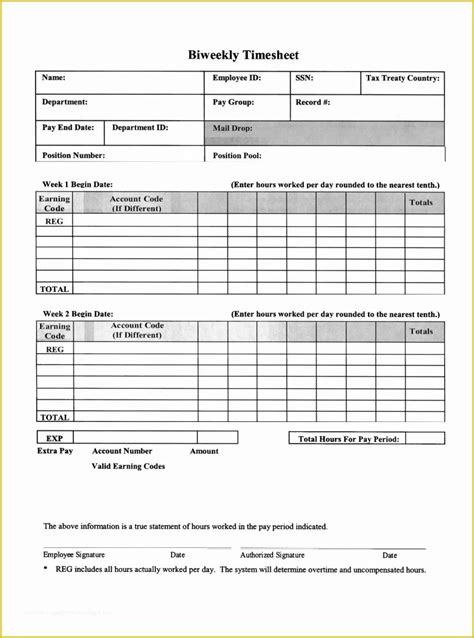 Printable Bi Weekly Timesheet Template Printable Calendars AT A GLANCE