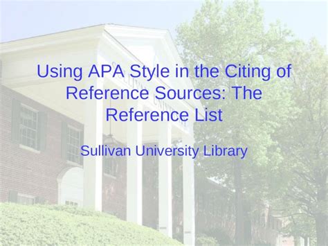 Ppt Using Apa Style In The Citing Of Reference Sources The Reference