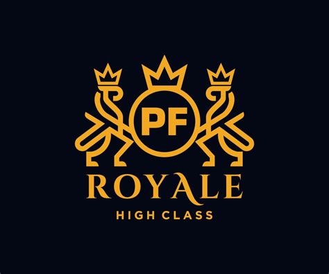 Golden Letter Pf Template Logo Luxury Gold Letter With Crown Monogram