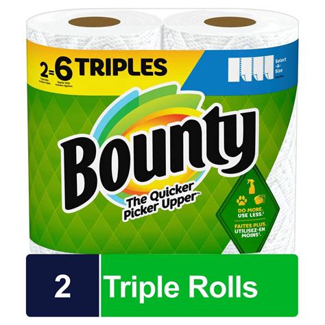 Bounty White Select A Size Paper Towel Roll 2 Triple Rolls