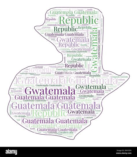 Guatemala Shape Filled With Country Name In Many Languages Guatemala