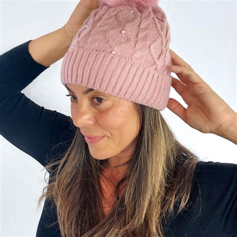 Touca Gorro P Rolas Feminino Forrada De Pelinho Pompom Para