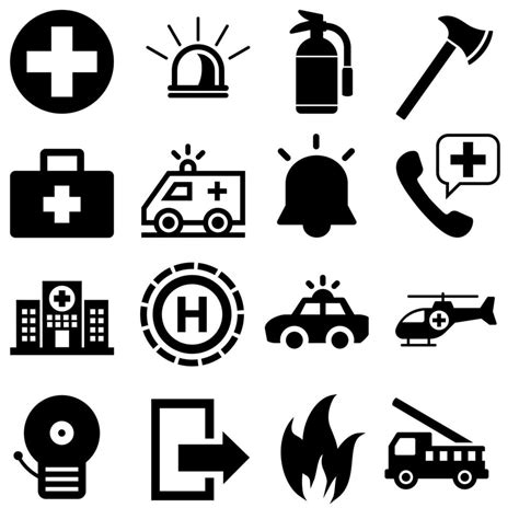 Emergency Icon Vector Set Alarm Illustration Symbol Collection Help