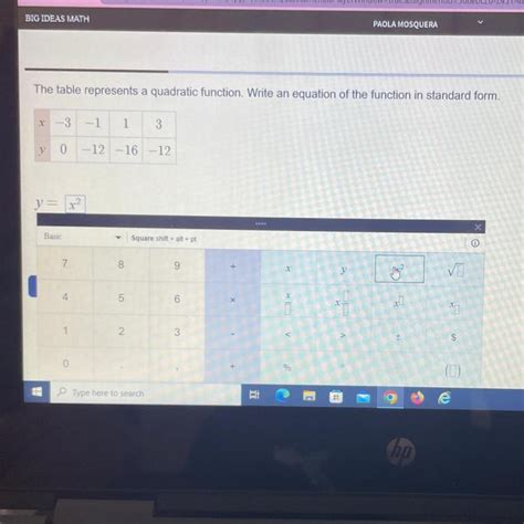 [free] The Table Represents A Quadratic Function Write An Equation Of