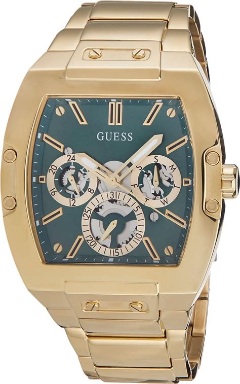 Amazon Guess Men S Mm Watch Gold Tone Strap Green Dial Gold