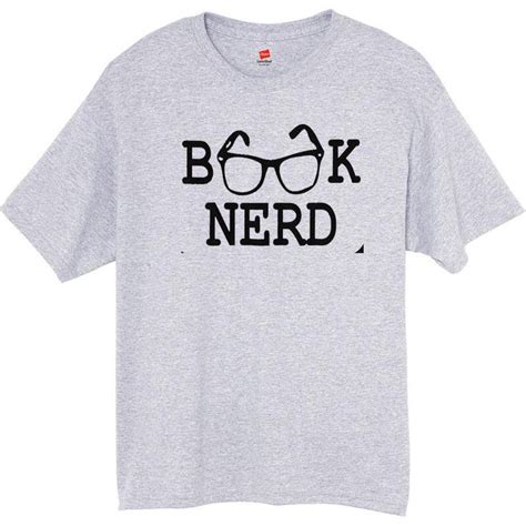 a grey t - shirt with the words book nerd printed in black on it