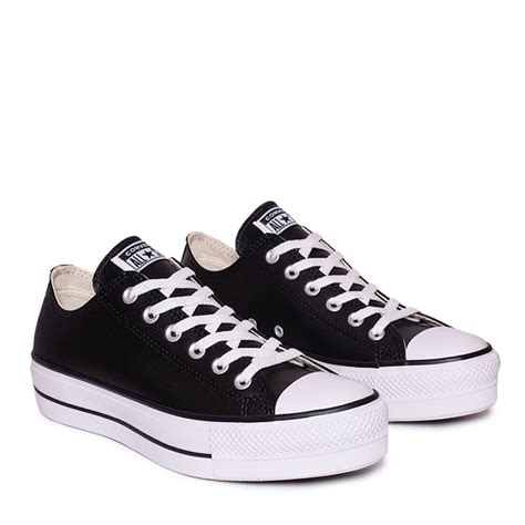 Calzado Converse Plataforma Alta Ox Cuero Negro Fem N Cod Ct