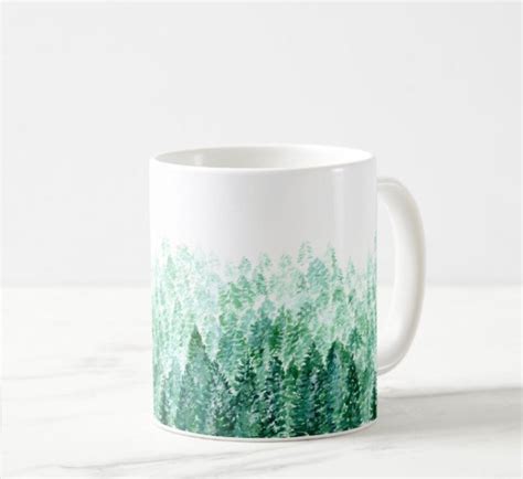 Forest Mug Pine Tree Mug Pine Tree Painting Etsy