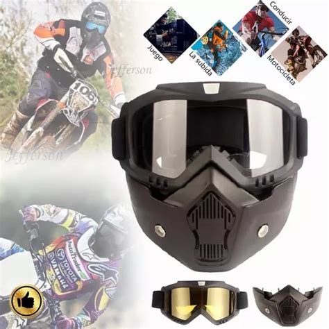 M Scara Integrada Con Antiparras Mica Transparente Motocross Cuotas