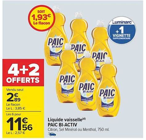 Promo Liquide Vaisselle Paic Bi Activ Chez Carrefour Icatalogue Fr