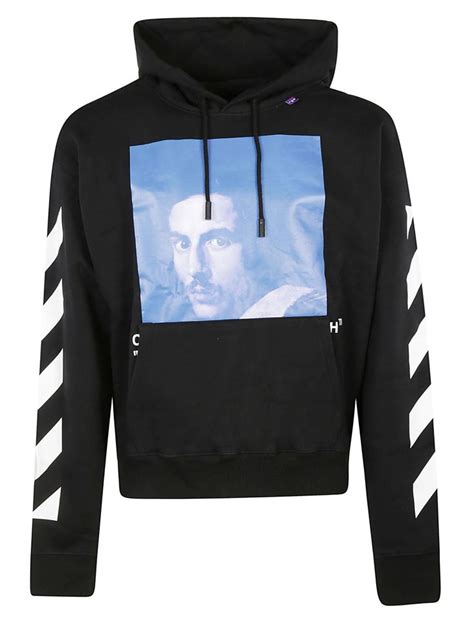 Off White Bernini Printed Cotton Hoodie In Black Modesens Off White