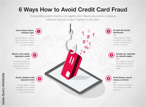 Simple Vector Infographic For 6 Ways How To Avoid Credit Card Fraud Template Isolated On Light