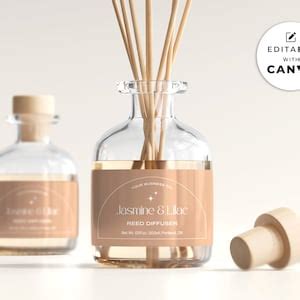 Reed Diffuser Bottle Label Template Canva Editable Boho Room Diffuser