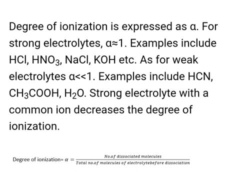 Degree Of Ionisation Chemistry Notes Teachmint