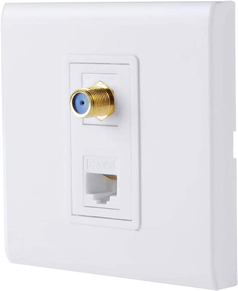 F Type Coaxial Connector Ethernet Network Faceplate Wall Plate Dual