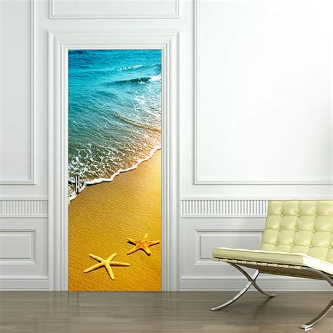 Pcs Set Diy Door Stickers Beach Starfish Pattern For Living Room Door