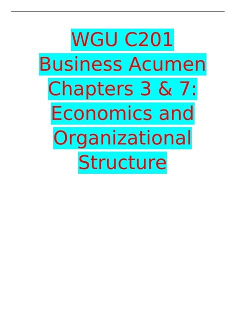 Solved WGU C201 Business Acumen Chapters 3 7 Economics And