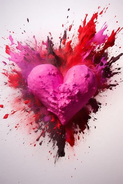 A Red And Pink Color Exploding Heart For Valentine Day Premium Ai