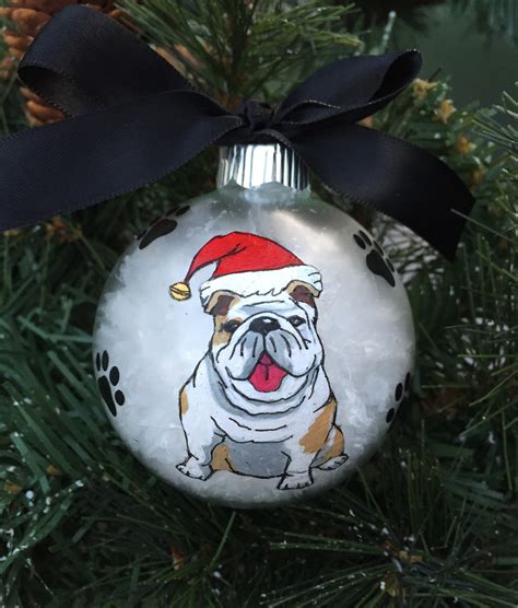 Personalized Hand Painted Bulldog Dog Christmas Ornament