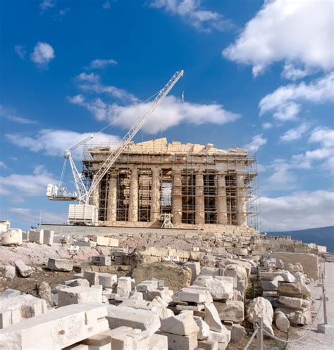 Premium Photo | Reconstruction of parthenon temple in acropolis of athens