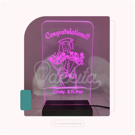 Jual Custom Akrilik Wisuda Plakat Lampu Foto Muka Kelulusan Graduation